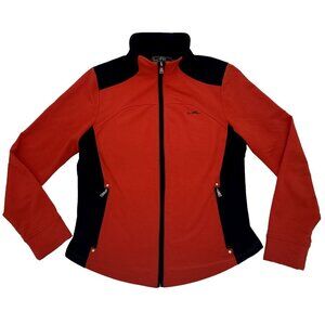 Womans L-RL active wear, Ralph Lauren fleece jacket Orange & Navy zip sweater